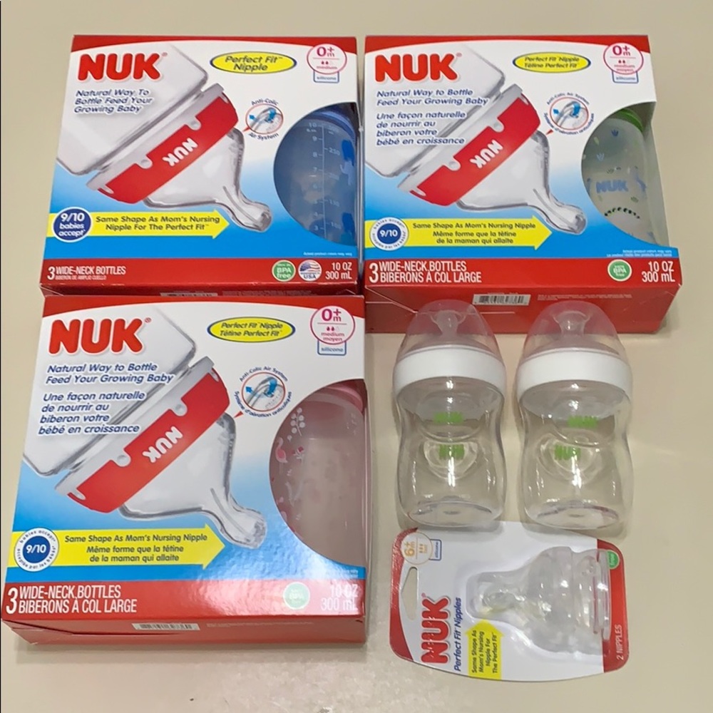 Lot of NUK baby bottles & Nipples
